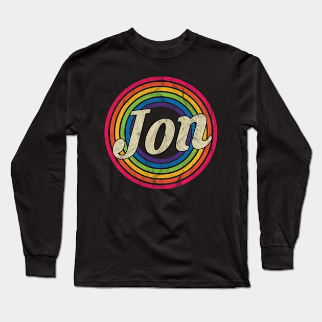 Jon - Retro Rainbow Faded-Style Long Sleeve T-Shirt by MaydenArt